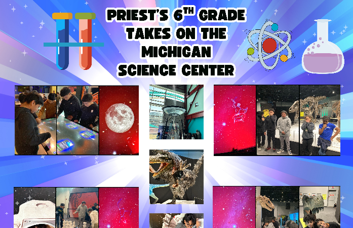  A collage of students at the Michigan science center
